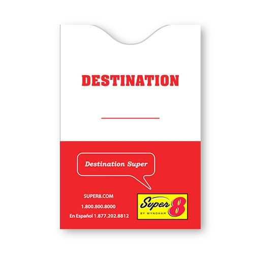 Super 8 by Wyndham "Destination" Key Card Envelopes Box of 1,000
