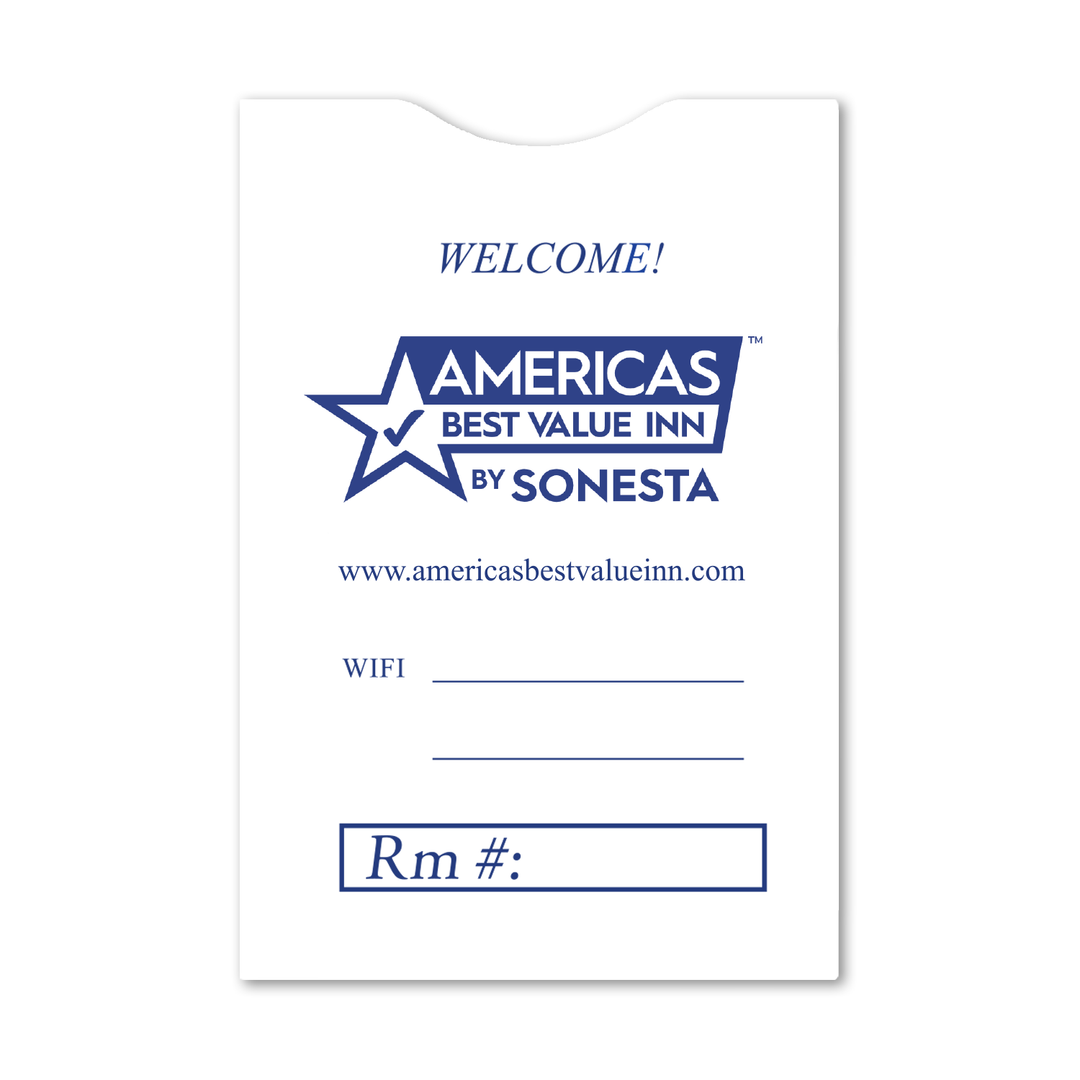 Americas Best Value Inn by Sonesta Key Card Envelopes Box of 1,000